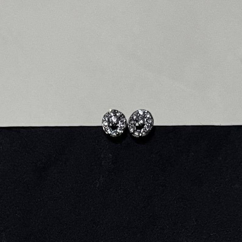 S925 Zircon Round Stud Earrings