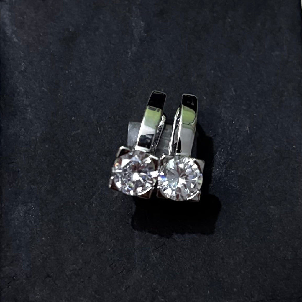 S925 Zircon White Stone Hoop Earrings