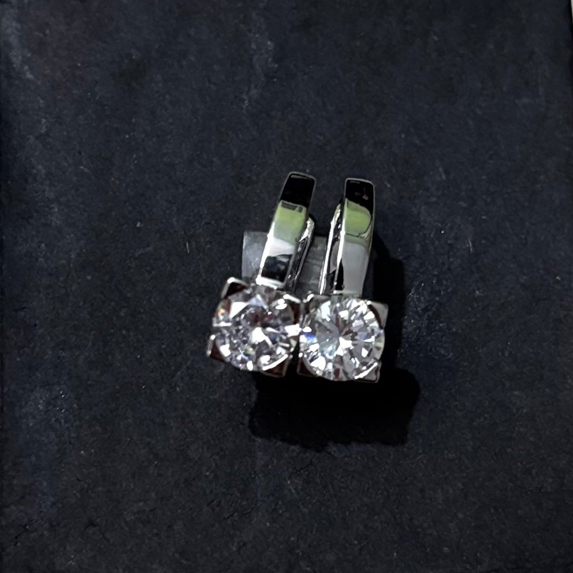 S925 Zircon White Stone Hoop Earrings