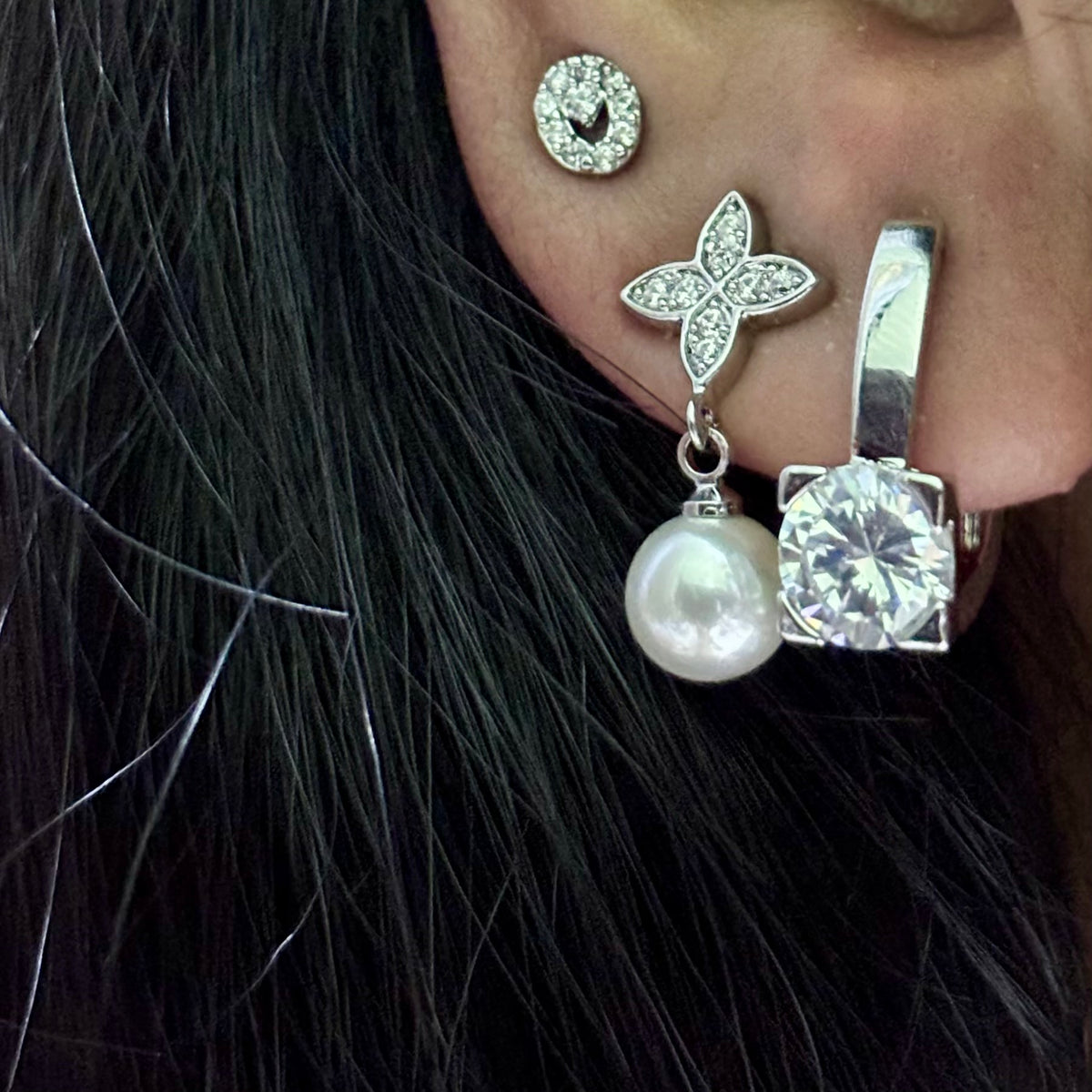 S925 Zircon Star Drop Earrings