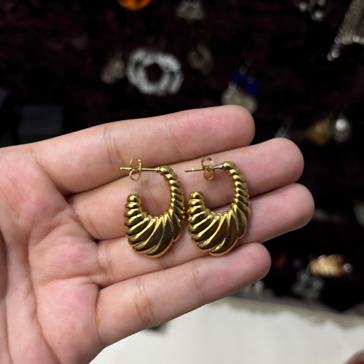 Textured Golden Hoops
