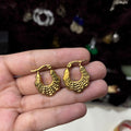 Textured Floral Golden Hoops
