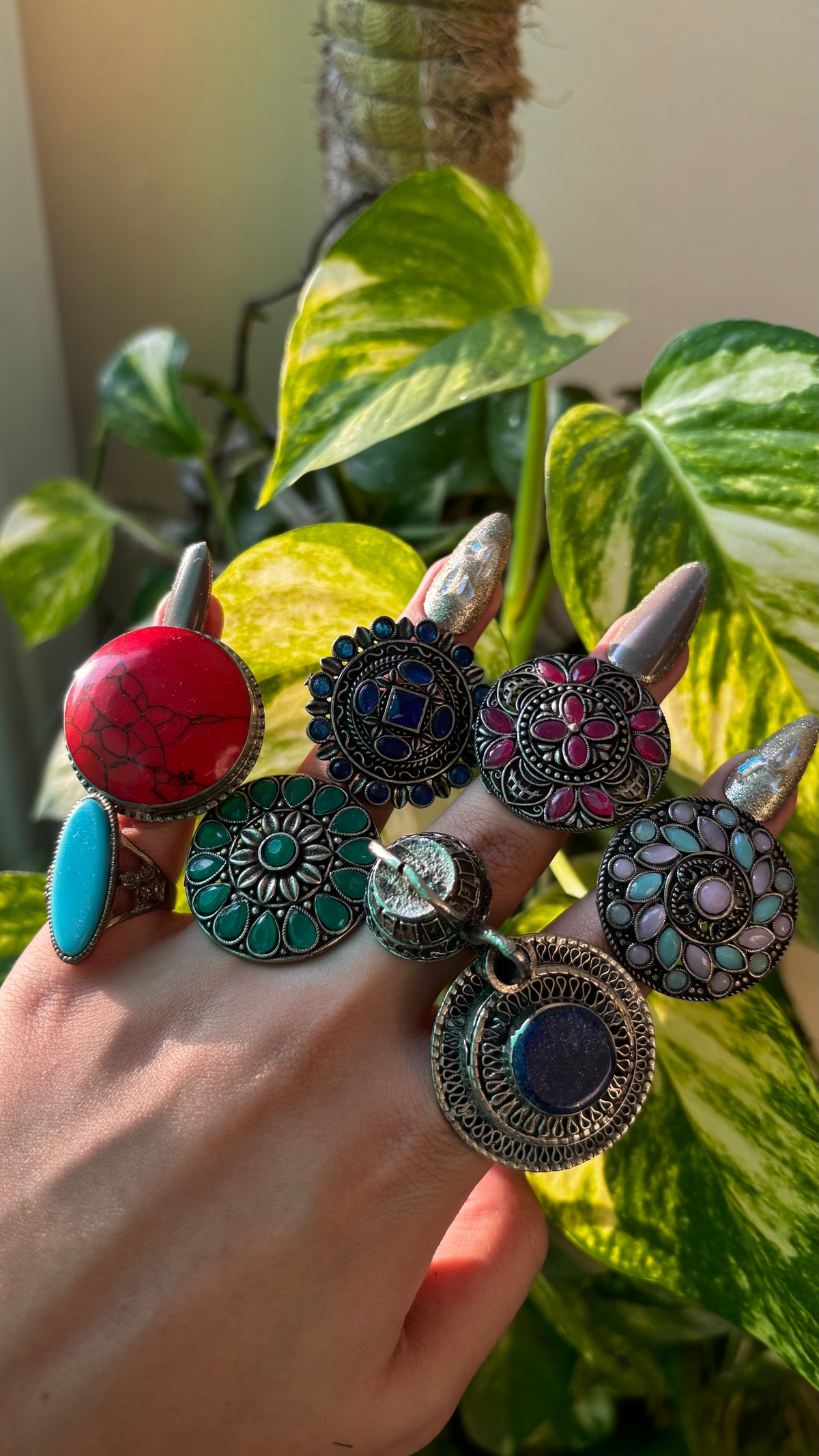 Afghani Antique Stone Embellished Ring