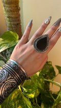 Black Teardrop Chunky Antique Ring