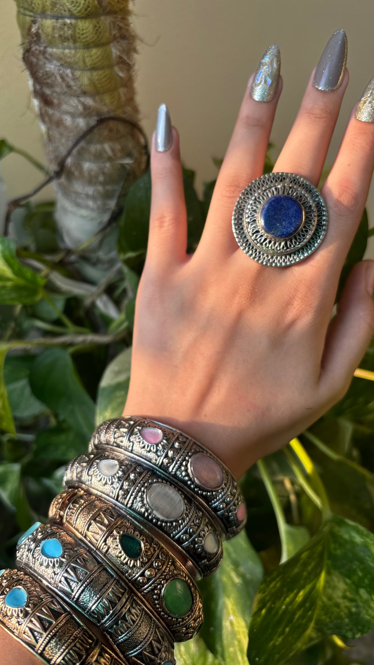 Blue Stone Chunky Antique Ring
