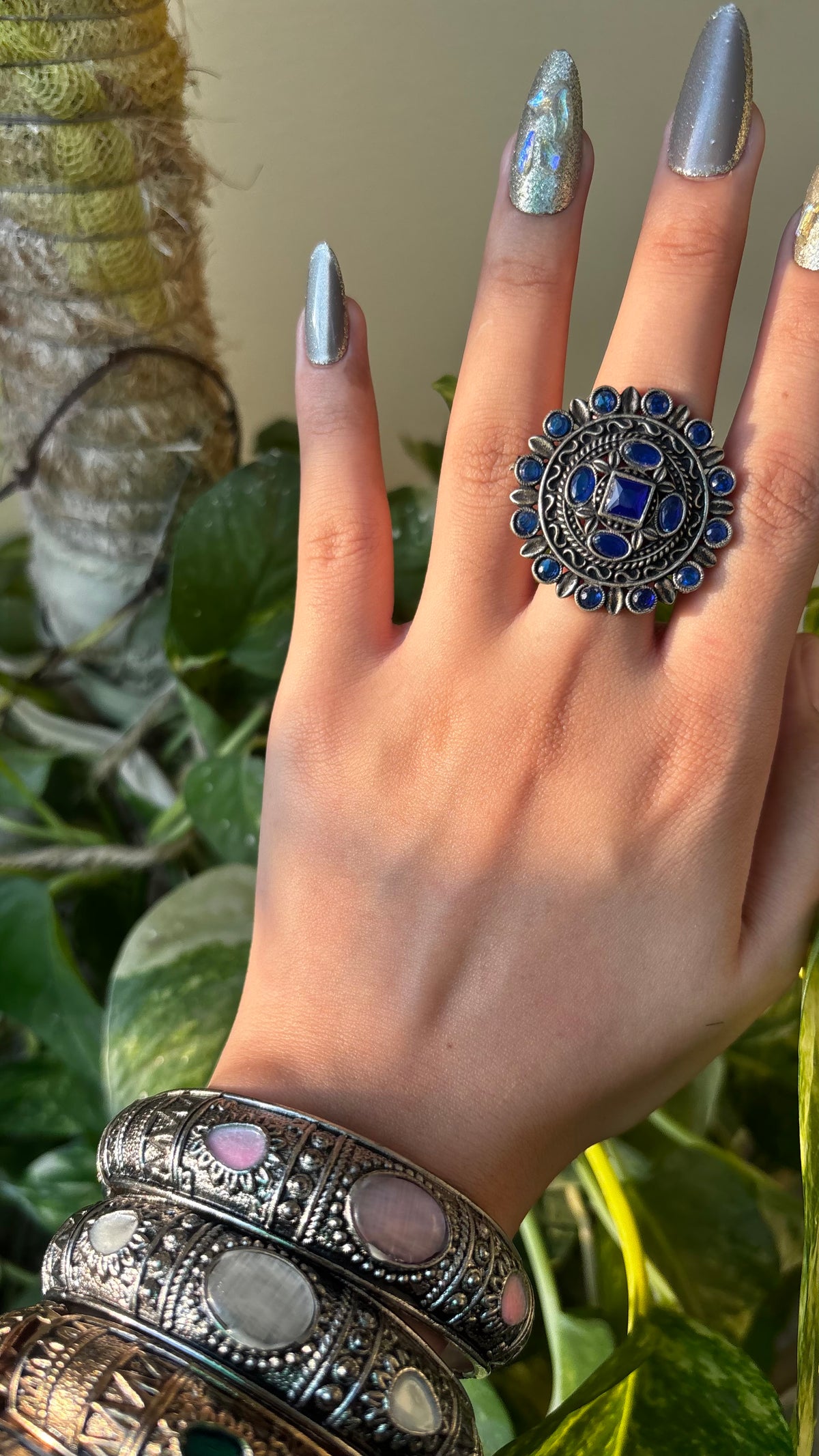 Afghani Antique Stone Embellished Ring