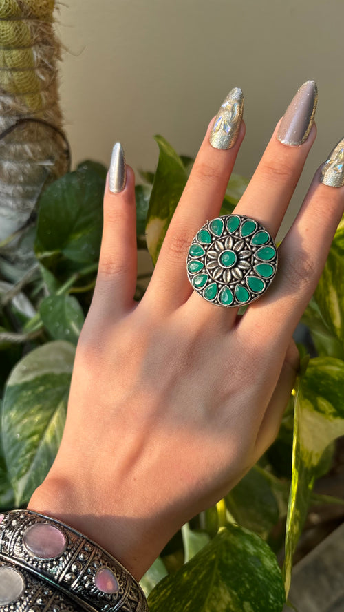 Afghani Antique Stone Embellished Ring