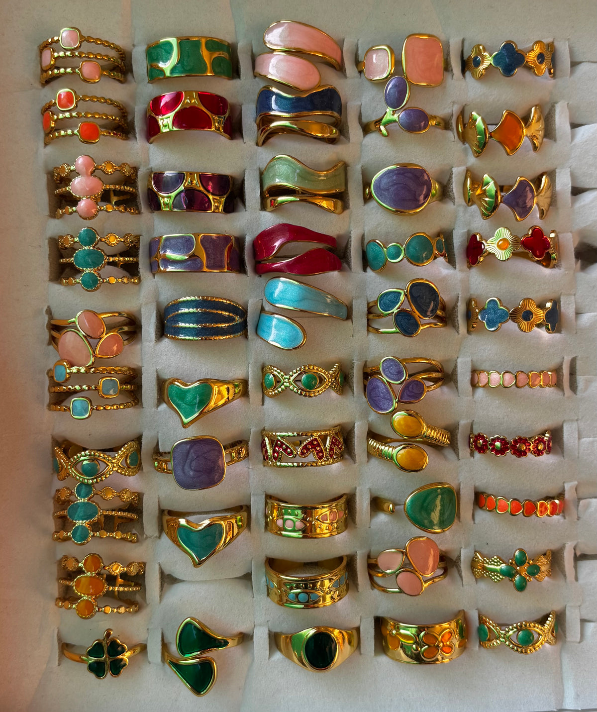 Any 6 Enamel Rings in 999/-