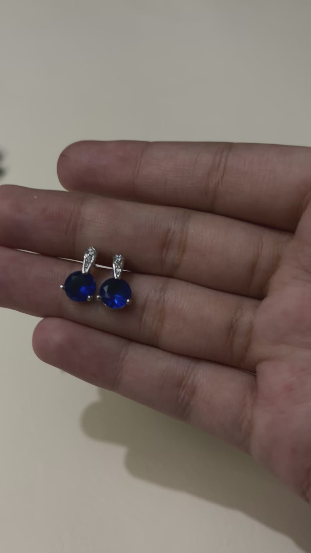 S925 Zircon Blue Stone Drop Earrings